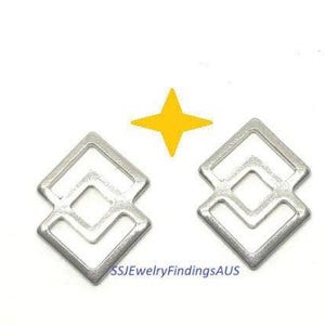 25 Pieces 16x12mm Stainless Steel Twin Diamond Linking Connector Rings Charms Hypoallergenic Tarnish Resistant - Wholesale