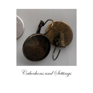 Pendientes con cierre de palanca, engaste de bronce antiguo (para cabujones planos de 18 mm) - Venta al por mayor