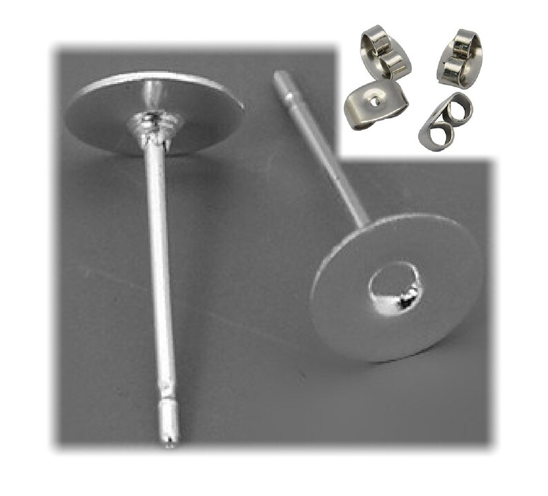 100 Earring Stud Posts 6mm Glue Pad & Clutch HypoAllergenic Etsy