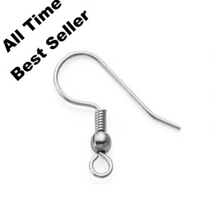 French Stainless Steel Ear Wires - Nickel Safe Drop Hooks with Coil Detail - Wholesale