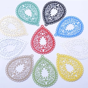 TearDrop Pretties Filigree Earring Pendants 58mm x 45mm - 9 Colours