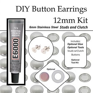 Kit para hacer pendientes: Botones forrados de tela - Pendientes de acero hipoalergénicos - Venta al por mayor
