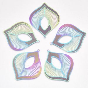 Leaf 63mm Multichrome Filigree Earring Charms