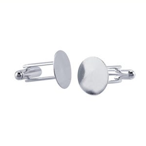 Silberne Manschettenknopf Rohlinge aus Messing - für 10 mm & 15 mm Anhänger