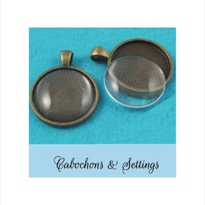 Antique Bronze Pendants: 25mm Round Glass Cabochon Settings - Wholesale