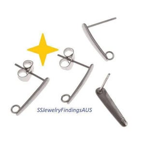 4 Pairs Stainless Steel 15mm Flat Stud Earring Posts w/ Earnut Backings & Hole Hypoallergenic Tarnish Resistant - jewellery making supplies