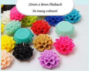 Cabochon a forma di dalia: decorazioni floreali in resina (dimensioni 15 mm) - Vendita all'ingrosso