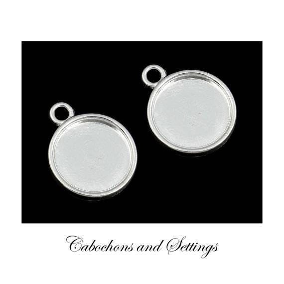 Round Bezel Settings: Silver Shiny Finish for 12mm Cabochons - Wholesale