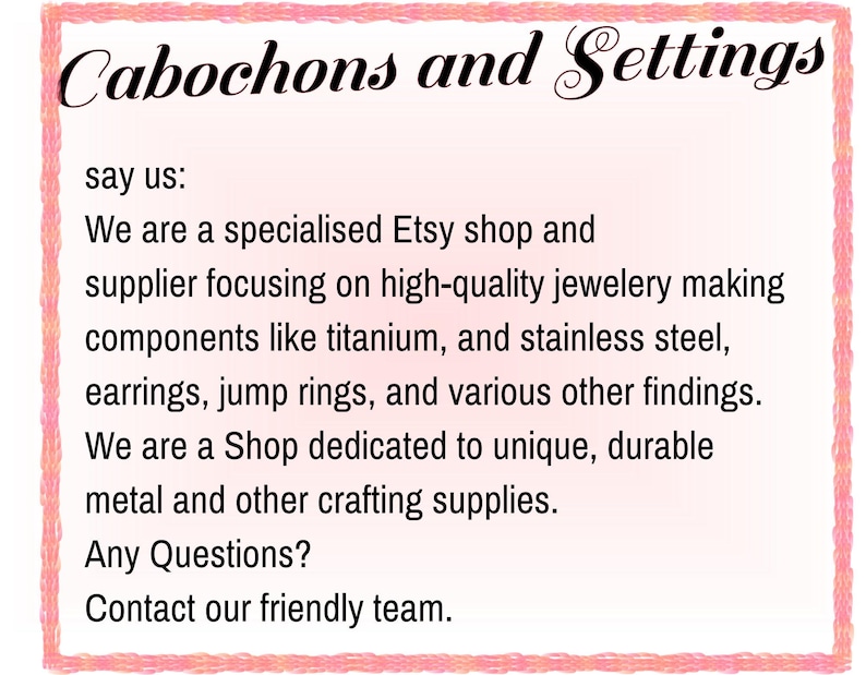 text that provides information about a jewelry-making business, including details about their specialty, the materials they use, and their commitment to providing unique and durable supplies.