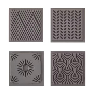 Texture Tiles Set: Small Rubber Stamps for Polymer Clay - 40mm Squares