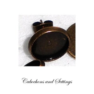 Earring Studs: Antique Bronze Bezel - Hypoallergenic Steel Pins - Wholesale