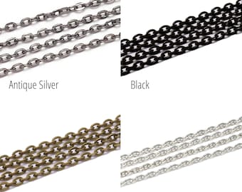 Unisex Cable Chain Necklace, 45cm (Silver, Black, Copper, Bronze) - Wholesale