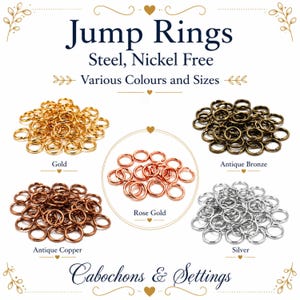 Jump Rings - Steel, Nickel Free, Various Colours, and Sizes. - Wholesale