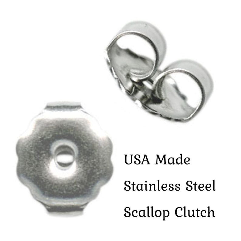 Boucles d'oreilles en titane avec coussinet de 4 mm, tige de 11,1 mm, coussinet en acier inoxydable fabriqué aux États-Unis hypoallergénique - Grossiste image 5