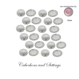 Fabric Covered Buttons: 23mm Flat Back, Silver Tone - Wholesale