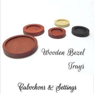 Cabujón con bandeja de bisel: Materiales para manualidades en madera (12 mm, color cerezo o negro) - Venta al por mayor