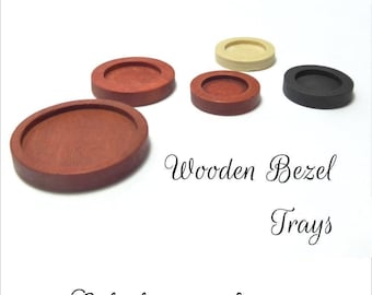 Bezel Tray Cabochon: Wooden Craft Supplies (12mm Cherry or Black) - Wholesale