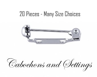 Brooch Pin Backs with Safety Catch | Sew, Glue or Solder | Brooch Findings | Badge Pins | Multiple Sizes (20 Pieces)