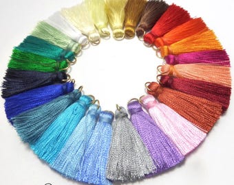 Colourful Tassel Pairs: 5 Mixed Color Sets with Gold Rings - Wholesale