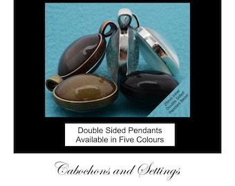 25mm Double Bezel Sided Pendants Options: Glass; Five Colours - Ships from AUSTRALIA