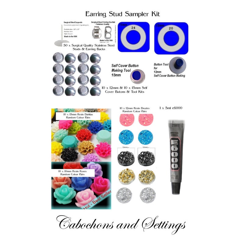 DIY Stud Earring Sampler Kit to Make 25 Different Pairs of Etsy Australia