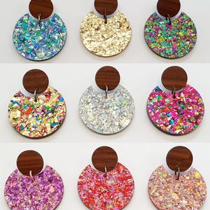 27mm Eclipse Earring Sets - Chunky Glitter Colours & Optional Drop Dots