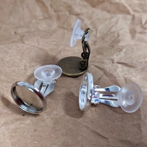 50 Clip On Earrings Non Pierced Ear Clip-On with Bezel fit 12mm Cabochon Choose Colour Comforters available- AUSTRALIA