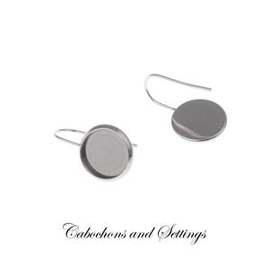 Bezel Earring Drops, Stainless Steel Smooth Edge (Fits 12mm Cabochons) - Wholesale image 1