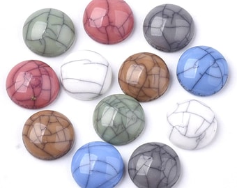 Cabochon di howlite: rotondi, bianchi, turchesi, effetto craquelé (10 mm o 12 mm) - Vendita all'ingrosso