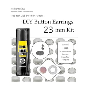 Button Earrings Kit, Self Cover Flatback (23mm Surgical Steel Studs) - Wholesale