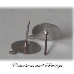 Stud Earrings with Flat Pad and Loop - Comfortable Surgical Steel, Hypoallergenic