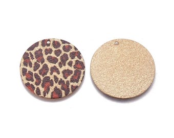 Pendants: Leopard or Floral Metal Disc - 30mm Printed Craft Charms - Suit Earring Making - Wholesale - Wholesale