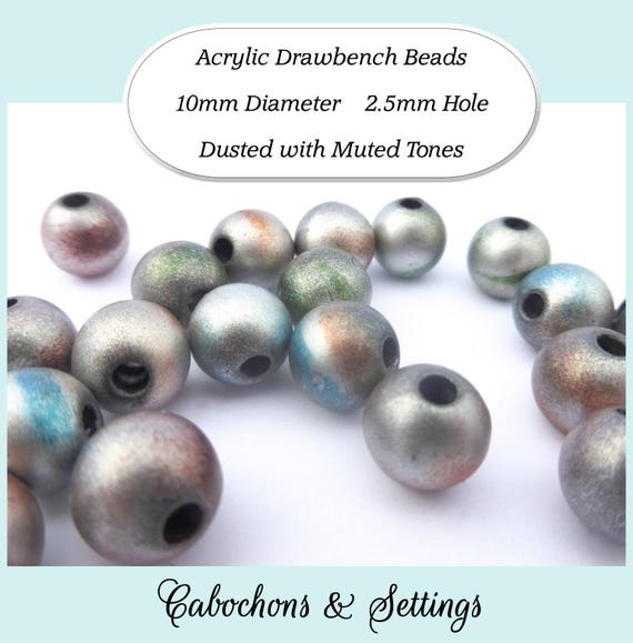 50pc Drawbench Acrylic Beads Round Turquoise 9.5~10x9mm Hole: 2mm