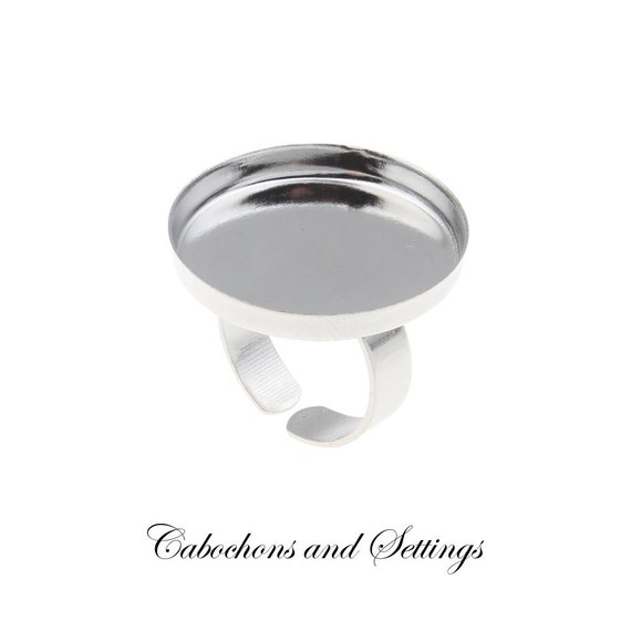 Ring Blank Cabochon 25mm Tray 5mm Deep 10 Brass Base Rings 18mm Ring Adjustable