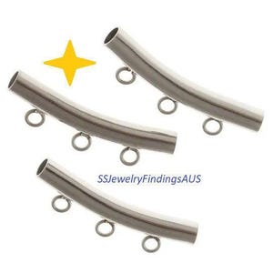 Colgante de tubo de acero inoxidable de 3 piezas con 3 anillas, hipoalergénico y resistente al deslustre. Suministros para joyería en Australia.