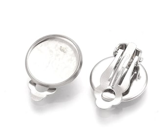 Clip On Earrings: Bezel Stainless Steel - Hypoallergenic, Comfortable Fit - Wholesale