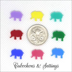 Cabochon in acrilico a forma di animali: elefante dalle lunghe corna, gatto, 12 mm, colorati, tagliati al laser - Vendita all'ingrosso immagine 5