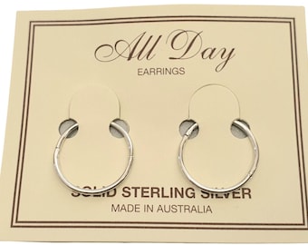 Boucles D'oreilles Créoles Dormeuses Carrées 14 Mm - Argent Sterling Plaqué Or - Jewellerybox