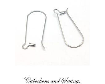 Surgical Steel Kidney Ear Wire (Hypoallergenic, Four Sizes) - Wholesale