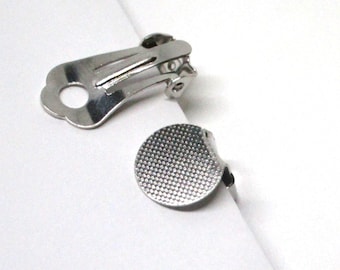 Nickel Free Clip On Earring Pads - Textured Brass, 10x9.5mm - Wholesale