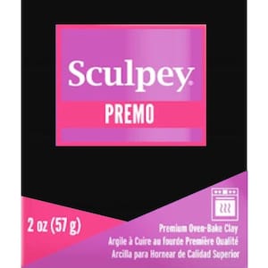 May include: A pink and purple package of Sculpey Premo polymer clay. The packaging features the text "Sculpey" and "PREMO" in white. It contains 57 grams of clay and is oven-bake clay.