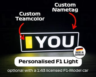 Personalised F1 LED Light Nametag | Gift for Formula 1 Fans | Lightbox