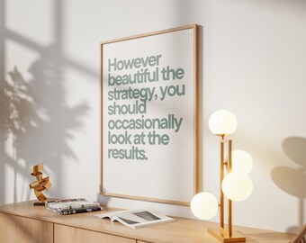 Strategy and Results Quote Poster. Minimalist Motivational Wall Art, Discipline Print, Focus Decor