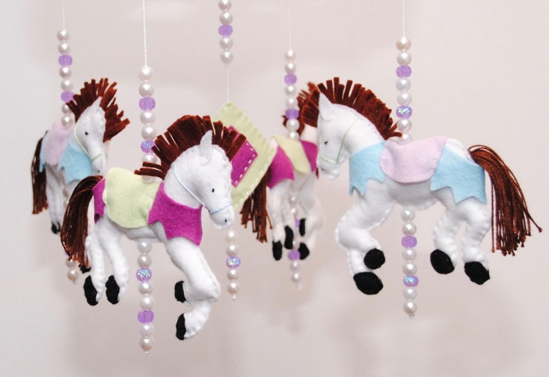 Carousel Horse Baby mobile crib mobile felt horses Etsy
