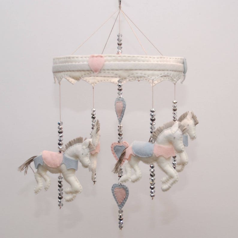 Carousel Horse Baby mobile crib mobile felt horses Etsy