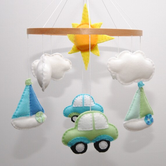 Voiture Et Bateau Bebe Mobile Bateau Feutre Feutre De Etsy