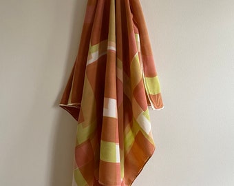 Colorblock Coral and Chartreuse Silk Crepe Scarf