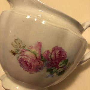 Antique Shabby Chic Cottage Pink Rose Pitcher