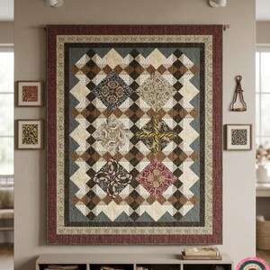 Nine Patch Star Quilt PDF, Kaleidoscope Throw Blanket, Beginner Patchwork Sewing Tutorial