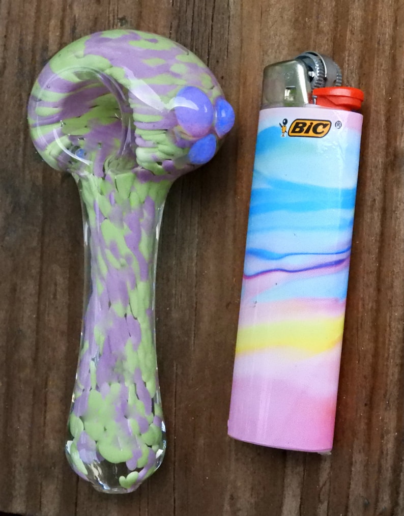 Purple Kush Colored Glass Smoking Spoon Pipe with Purple Slyme Etsy